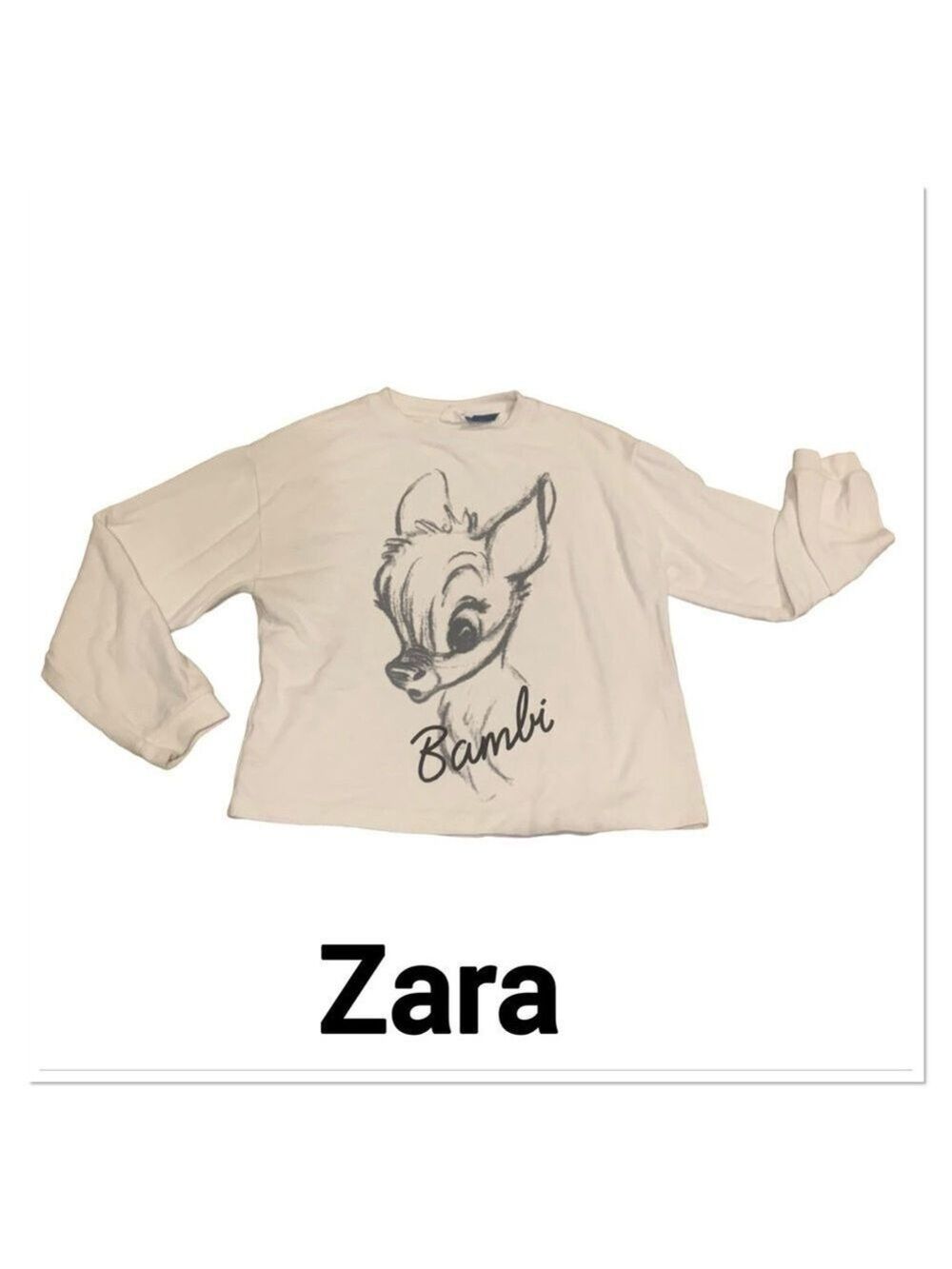 ZARA x DISNEY Bambi White Long Sleeve T shirt size 10